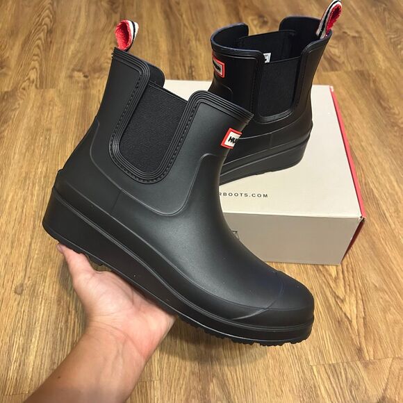HUNTER black rain boots booties shoes women’s 9 new - Picture 6 of 6